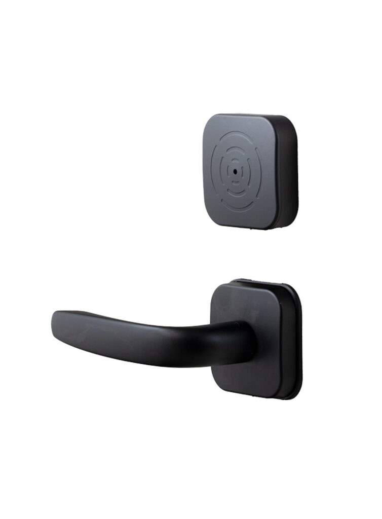 Pios kartlı otel kapı kilidi – siyah renkli minimalist elektronik kapı kolu modeli